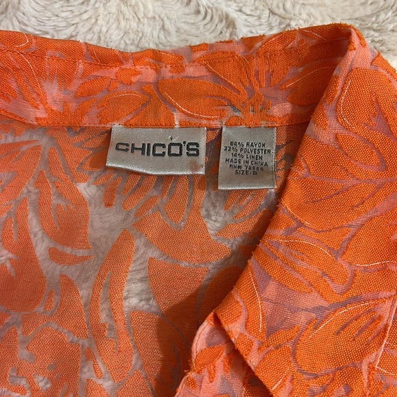 New Without Tag Chico's Floral Print Long Sleeve Sheer Shirt Size 3 - Picture 4 of 7